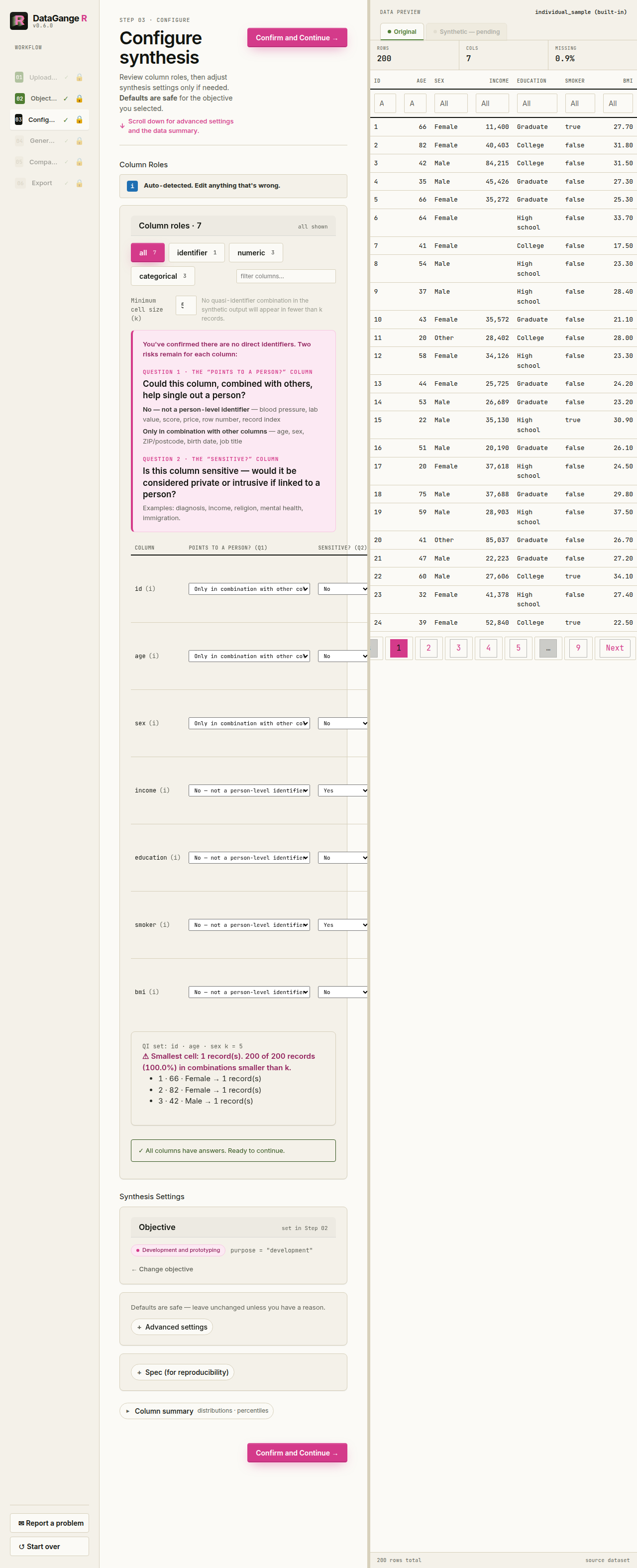 Configure step